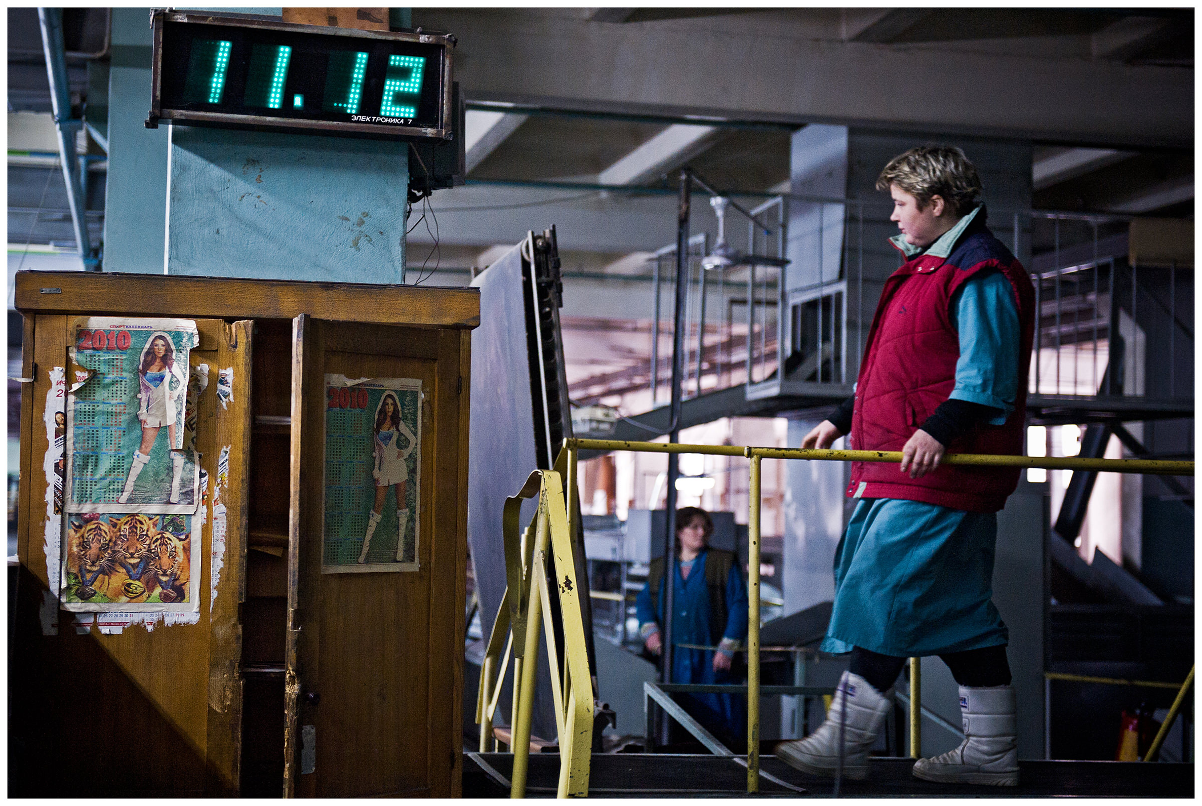 Minsk, Belarus, the publishing house "Pechatny Combinat". A worker goes to her workplace.