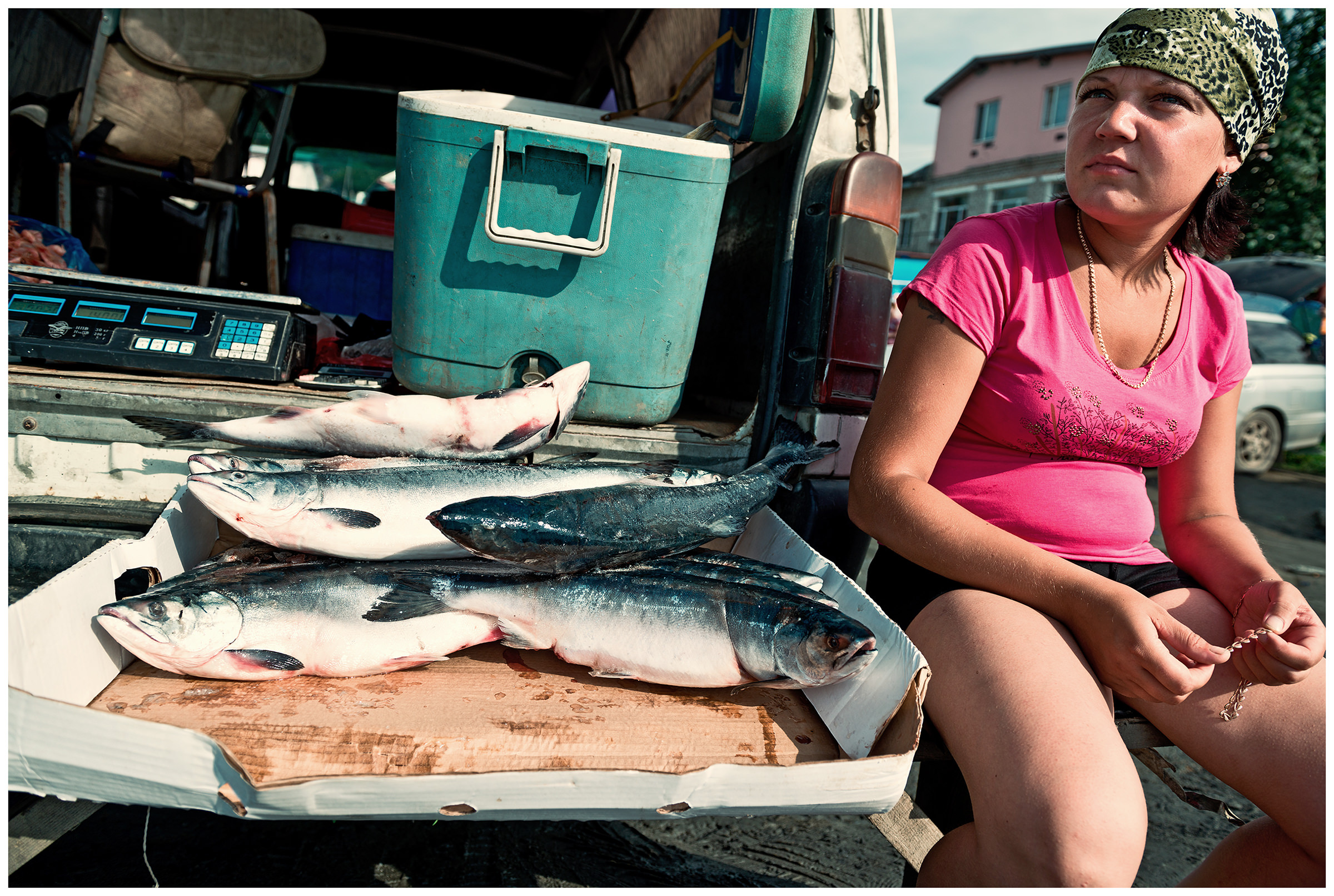 Primorye, Russia. A fish market in the village of Andreevka.