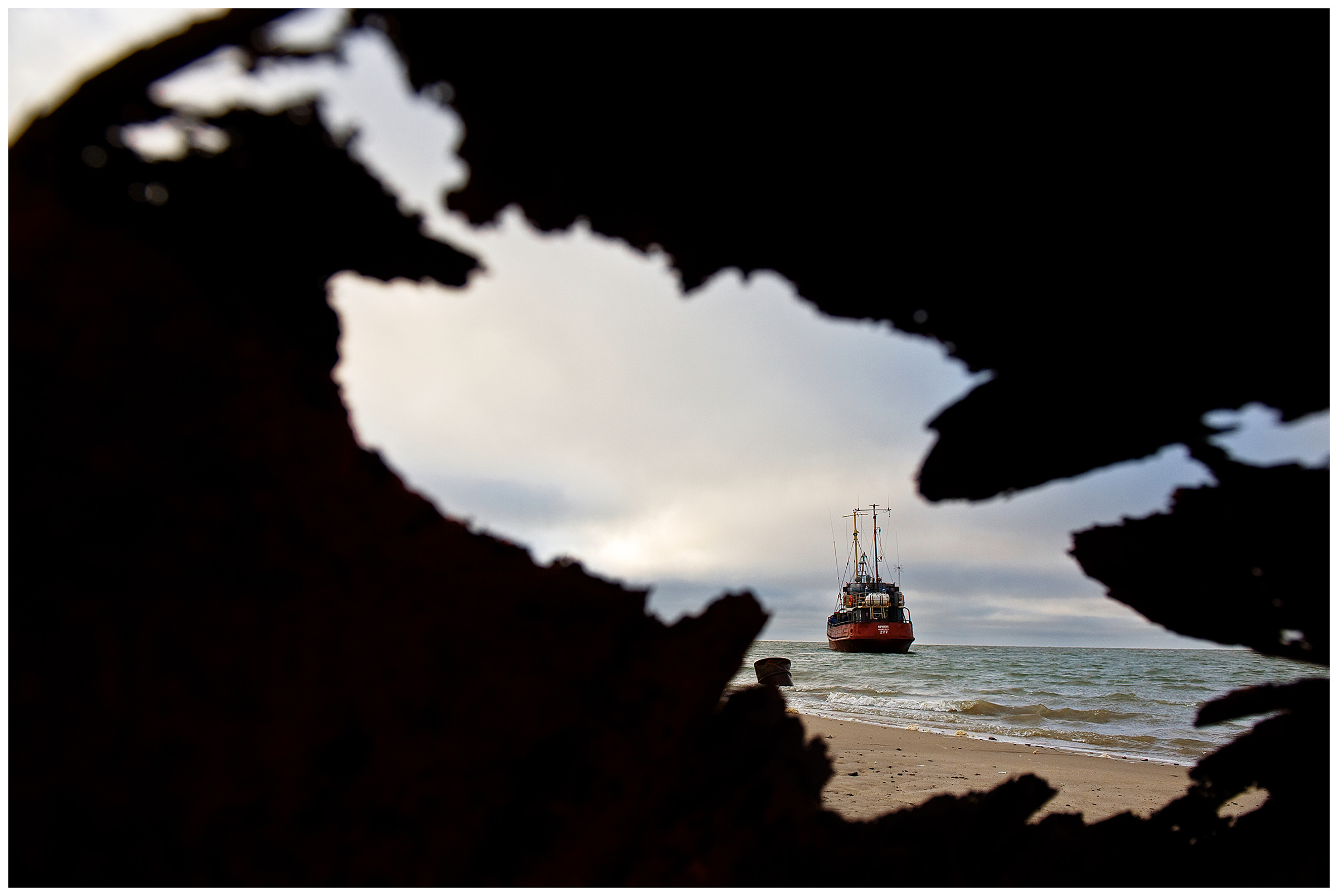 Shoyna village, Russia. A ship brings food to the village.